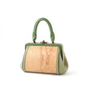 Handbag with purse clasp / Ash burl / green & green / Width 26 × Height 15 × Gusset 14 cm(Total height approx. 27.5 cm)