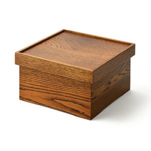 Hakozen (box table) / Japanese chestnut, finished with layers of lacquer (Fuki-Urushi) / Width 31.5 × Depth 31.5 × Height 18 cm / Weight 1.8 kg